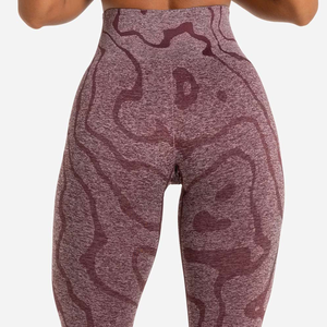 Nouveau design de haute qualité pour femmes Leggings de yoga pantalon à motif solide séchage rapide respirant taille élastique pleine longueur - Product Image 3