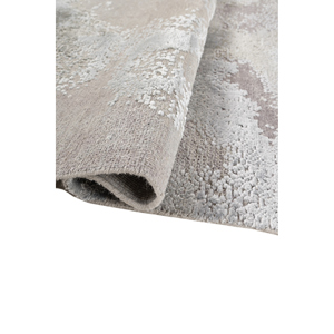 Tapis rectangulaire en laine et soie de bambou noué à la main Entropy Blue, design abstrait patchwork pour couloir, idéal pour chambre d'adolescent, tapis de chambre sur mesure - Product Image 2