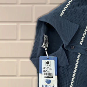 Logotipo personalizado Oem & Odm fabricante de manga corta Rib Liso Algodón Rayas Prendas de punto Polo Camiseta personalizada para hombres - Product Image 1