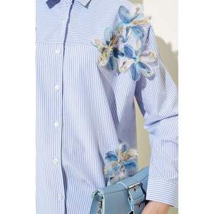 Camisa Rayas Floral Tul Azul - Product Image 3
