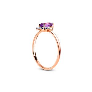 Anillos de boda de piedras preciosas de amatista rectangulares únicos con diamantes naturales Joyería de oro fino de 18K con piedras preciosas de piedra natal de febrero - Product Image 2