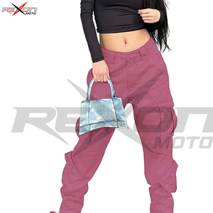 กางเกงคาร์โก้ผู้หญิง สีพื้น ทรงปกติ ขาตรง ผูกเชือก ด้านหน้าเรียบ ขายส่ง แฟชั่น คุณภาพสูง 6 กระเป๋า - Product Image 2