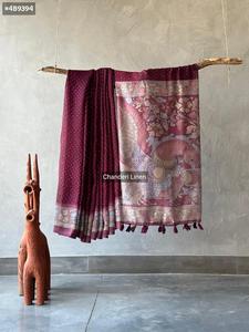 India superventas Bandhani impreso Lino Sari impresionante elegante blusa étnica más de moda exportación última ropa exclusiva para mujeres - Product Image 4