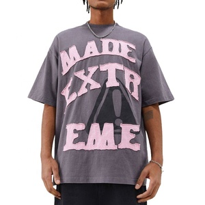 Venta al por mayor de letras largas estilo Streetwear con estilo de gran tamaño camisetas al aire libre de moda Casual Drop Shoulder ropa de verano - Product Image 6