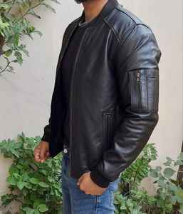 Chaqueta de cuero genuino hecha a mano para hombres con costuras fuertes de acabado suave y forro interior cómodo para el día a día moderno - Product Image 5