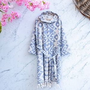 Peignoir turc en tissu éponge Nativ, motif marine, à capuche, 100% coton - Product Image 5