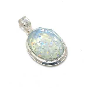 Pendentif en pierres précieuses opale australienne bleu brillant taille ovale en argent sterling 925 breloques et pendentifs fins pour occasions cadeaux produit en vrac - Product Image 1
