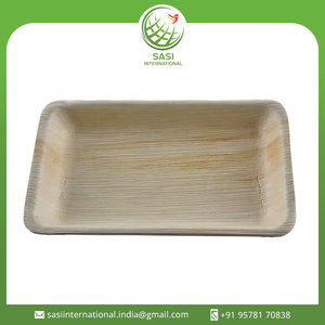 Plateaux rectangulaires plats en bambou biodégradable naturel Plateaux carrés jetables pour fête de mariage Forme carrée de service alimentaire - Product Image 2