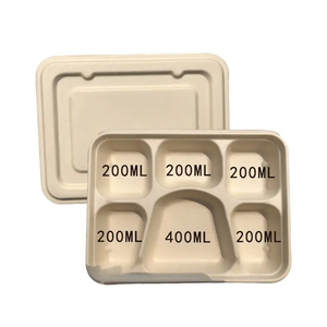 No Importar OEM Comida para llevar Pedido personalizado Biodegradable Caña de azúcar Bagazo/Pulpa de bambú Bento Box Lunch Container Dinosource - Product Image 1