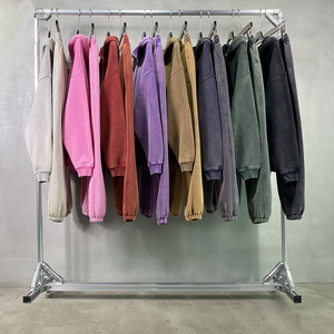 Streetwear brodé personnalisé délavé au soleil lourd 100% coton zippé épais surdimensionné en détresse vintage hommes sweat à capuche délavé à l'acide - Product Image 6