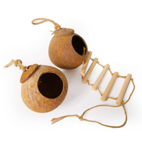 Nouveau Nid d'oiseau en coquille de noix de coco naturelle, fait main, écologique, en forme de trous d'arbre, pour décoration de jardin extérieur, cage pour animaux de compagnie, personnalisable, vente en gros
