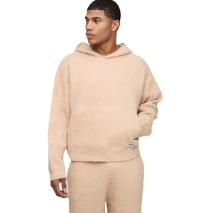 Conjunto de Sudadera con Capucha y Pantalones Deportivos de Forro Polar Beige para Hombre, para Marcas de Ropa Urbana al por Mayor, Chándal de Invierno Suave al Tacto con Logotipo Personalizado, Ajuste Perfecto - Product Image 3
