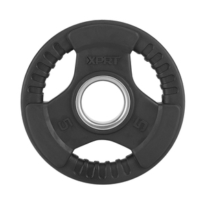 Pelat angkat berat latihan lapisan karet tri-grip 2 inci hitam - Product Image 2