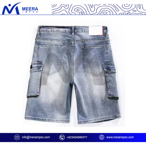 ¡Novedad de 2025! Pantalones cortos de mezclilla desgastados de alta calidad para hombre, ropa de calle azul ajustada hasta la rodilla, pantalones cortos vaqueros de moda 100% sólidos - Product Image 3