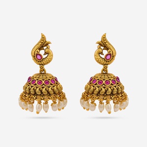 Boucles d'oreilles pendantes de style antique, tendance, religieuses, en cuivre, laiton, alliage de zinc avec perles et diamants, pierres principales, pour mariages et fêtes - Product Image 1