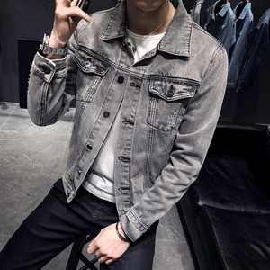 Wholesale Customized Men's Vintage Denim Jackets with Stand Collar and Front Logo Windproof Hooded Streetwear - Product Image 4