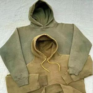 Sweat à capuche vintage délavé à l'acide pour homme, 100 % coton, coupe oversize, effet usé, sans cordon de serrage - Product Image 5