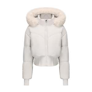 Puffy Pillar Fur Collar <b>Hooded</b> Fur <b>Coats</b> Puffer Jacket Fashion White Duck Down Jackets Female Women <b>Winter</b> <b>Ladies</b> Loose Overcoat - Product Image 3