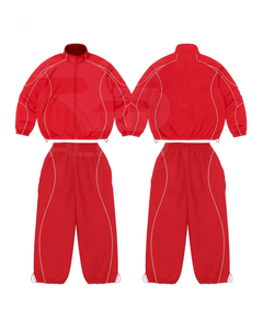 ชุดวอร์มกันน้ำแบบลำลองสำหรับผู้ชาย  ผ้าไนลอน 100%  พร้อมเสื้อแจ็คเก็ตและกางเกงขายาว  ลายเส้นสะท้อนแสง - Product Image 4