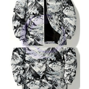 Ropa de invierno gruesa y cálida con cierre de cremallera Estilo informal Patrón a cuadros en blanco y negro Los hombres usan chaquetas acolchadas - Product Image 6