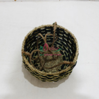 Panier suspendu unique en osier naturel et jonc de mer, fait main, moderne, pour la décoration de jardin et de maison