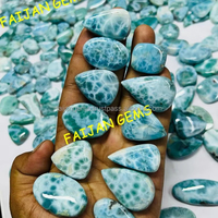 Lote de Gemas Sueltas de Larimar Natural, Cabujón, Formas y Tamaños Variados, Base Plana, Lisas, Semipreciosas, Certificadas por Terceros, Sin Tratamientos
