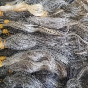 Cheveux bruts gris donatrice 100% non traités, le meilleur matériau pour la décoloration, longueur naturelle de 20cm à 80cm quantité minimale de commande 300 grammes