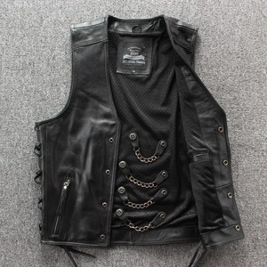 Chaleco de motorista de cuero PU de alta calidad para hombre, chaleco negro con mangas Punk elegantes, ropa exterior - Product Image 5