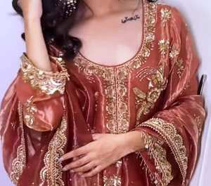 Designer moderne non cousu fantaisie brodé à la main de haute qualité Protection solaire Party Wear femmes indien traditionnel - Product Image 1