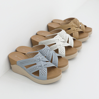 [JSHOE] Article de mode chic minimaliste, mules en cuir de vachette perforé Meluni, pantoufles pour femmes