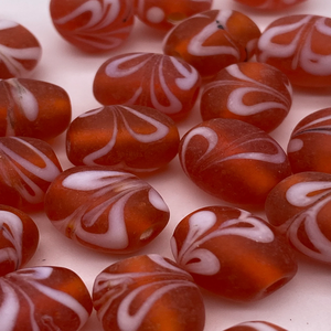 Venta al por mayor, cuentas de cristal naranja transparentes mate esmerilado ovalado a granel, remolinos blancos, cristal de Murano, fabricación de joyas, cuentas artesanales VISHAL - Product Image 1