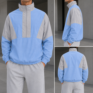 Chaqueta Cortavientos Ligera Personalizada OEM para Hombre, Impermeable, Resistente al Viento, para Correr al Aire Libre, con Media Cremallera, Estilo Anorak, con Bloques de Color, Proveedor - Product Image 3
