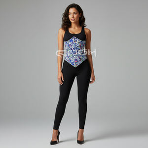 Corsé de moda bajo el busto con estampado de collage de grafiti sublimado, corsé cincher de cintura, corsé tipo bustier para disfraz - Product Image 5