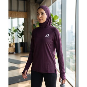 Top Deportivo Modesto de Manga Larga con Hijab Integrado, Poliéster y Spandex, Logotipo Personalizado, OEM, Venta al Por Mayor - Product Image 5