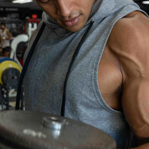 Custom Manufacturer Supply Custom US Size Cotton Blends Streetwear Gym Fitness Top <b>Mens</b> Gym Fit <b>Sleeveless</b> <b>Hoodies</b> - Product Image 6