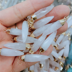 Magnifique pendentif en pierre de quartz rose naturelle de 10 à 15 mm, breloques de pierre de naissance, forme de crayon, pour la fabrication de bijoux, prix de gros - Product Image 6