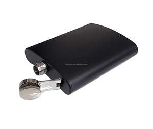 Petit compagnon de voyage en acier inoxydable noir de huit oz verres marque personnalisée - Product Image 3