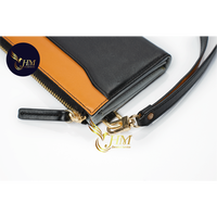 Tas Clutch Wanita Motif Solid Merek Terkenal Tas Tangan Mewah dengan Ritsleting Kulit Asli Model Terbaru untuk Wanita Hien Minh