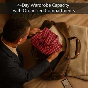 Sac de voyage pliable en cuir Maverick Adventure Ganges Grain Walnut Brown, sac de week-end décontracté, sac de sport, imprimé en tissu, logo, 952g - Product Image 2