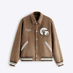 Chaqueta Varsity Personalizada de Alta Calidad, Transpirable, de Lana, Cortavientos, con Cuello Alto y Capucha, para Hombre, Invierno, con Bolsillos, Tallas Grandes - Product Image 1