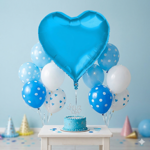 ลูกโป่งฟอยล์รูปหัวใจสีฟ้า ขนาด 24 นิ้ว/60 ซม. ผิวโครเมียมเมทัลลิกมุก สำหรับงานปาร์ตี้วันแม่ งานรับปริญญา งานปีใหม่จีน - Product Image 4
