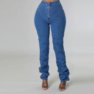 Pantalones vaqueros de algodón de tamaño personalizado para mujer, pantalones vaqueros transpirables elásticos más vendidos para ropa informal de verano para niñas de talla grande propia - Product Image 2