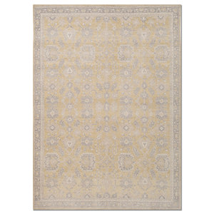 Alfombras de Lana Anudadas a Mano Erbe Gold, Modernas, Estilo Jaipur ZA con Medallón, Diseño Oriental Nuevo para Dormitorio, Hechas de Seda y Poliéster - Product Image 1