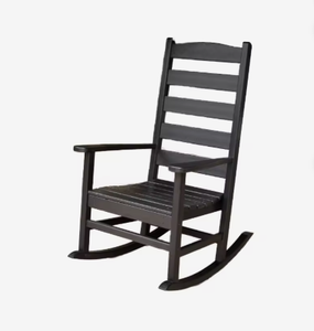 Fauteuil à bascule d'extérieur en bois noir, design traditionnel avec dossier solide et durable pour usage en jardin - Product Image 2