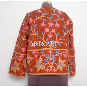 Veste d'hiver matelassée florale à broderie Cotrise, aspect incroyable, longueur régulière, col rond, manches longues, 100% coton respirant, pour femmes - Product Image 5