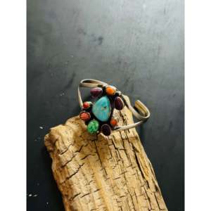 Bobby Johnson Fashion <b>Cuff</b> <b>Bracelet</b> Multi-Stone & Sterling <b>Silver</b> Cluster Design - Product Image 3