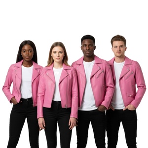 Chaqueta de Motociclista de Cuero Rosa Exclusiva para Mujer, Personalizada, al por Mayor, Precio de Fábrica, Estilo Motero Genuino, Chaqueta de Moda para Mujer - Product Image 1