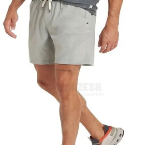 2023 hommes haute rue Style été Fitness Shorts solide coton taille élastique fermeture Anti-rides travaillé Shorts d'entraînement - Product Image 4