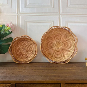 ชามหวายขอบหยักสำหรับตกแต่งทำด้วยมือดีไซน์แบบโค้ง - Product Image 6