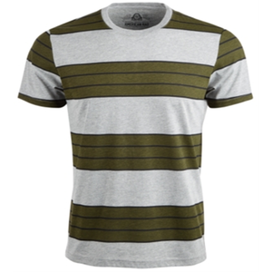 T-shirt da uomo American Rag a righe heather, 100% cotone premium jersey, grigio tinta unita con logo, taglia grande, leggera - Product Image 1